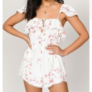 Tobi Sally White Multi Ruffle Romper
